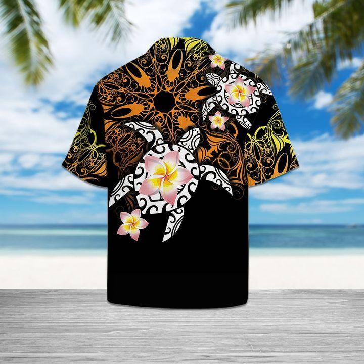 Turtle Floral Print Polyester Hawaiian Shirt