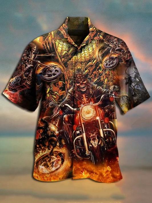 Skull Biker 3D Print Hawaiian Shirt | Crazy Funny Vintage