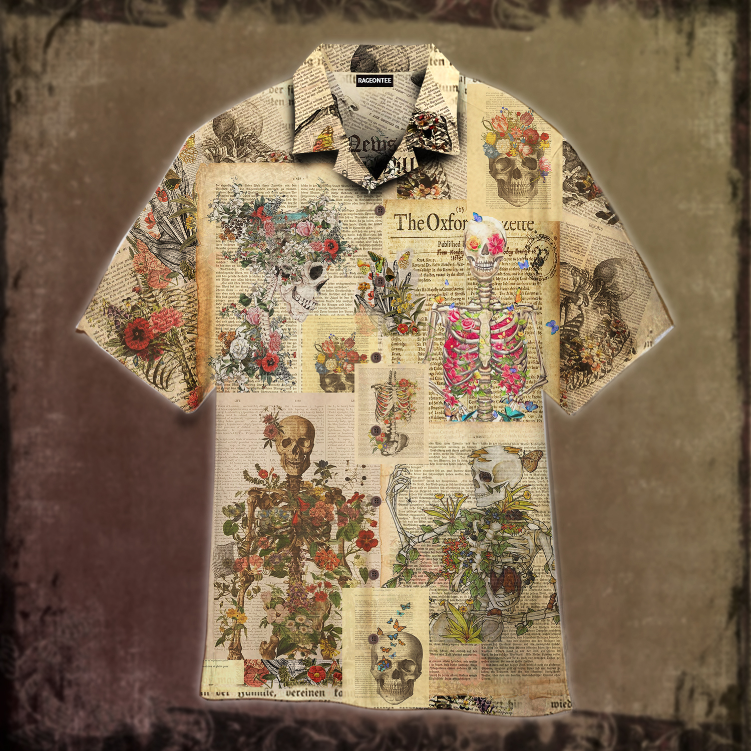 Skull Skeleton Covered With Flowers Halloween Hawaiian Shirt | For Men & Women | Adult | WT1536