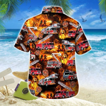 Firefighter Fire All Over Print Hawaiian Shirt | Crazy Funny Vintage