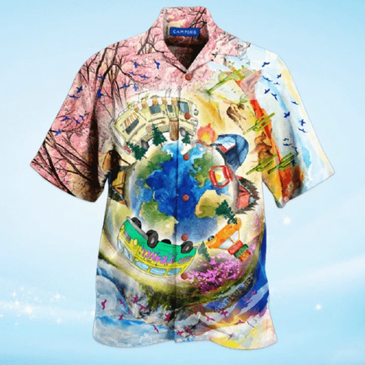 Camper Van Camping Around World Hawaiian Shirt | For Men & Women | Adult | HW3132