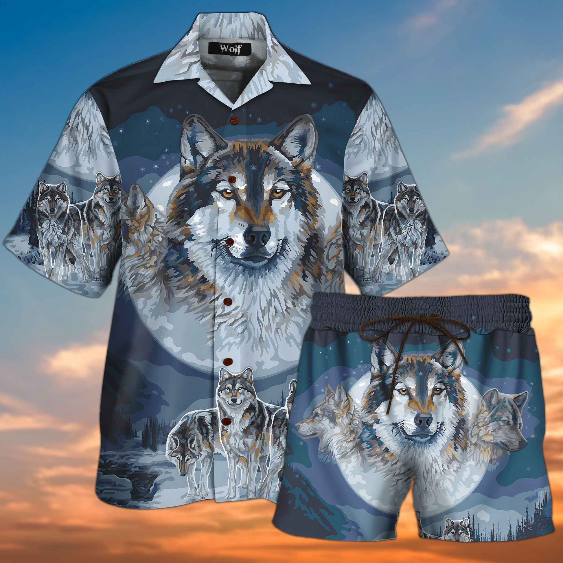 Wolf Hawaiian Shirt Set | Unisex | HS1069