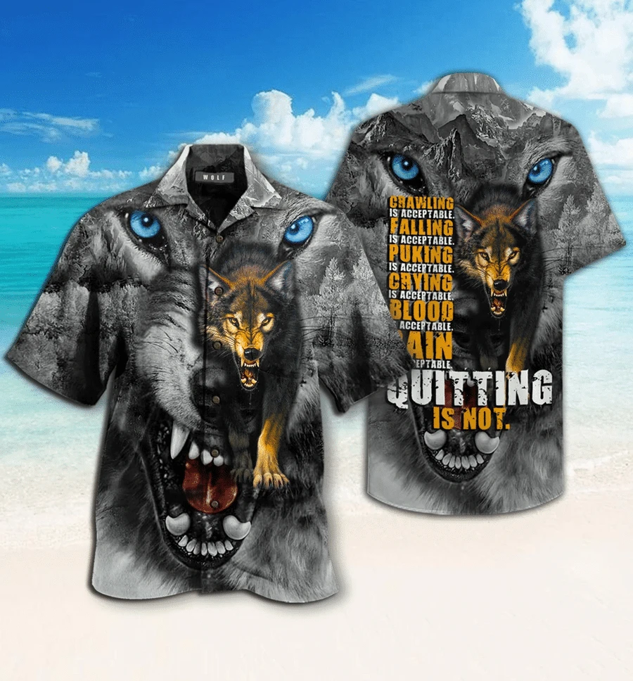 Quitting Is Not Wolf Tropical Polyester Hawaiian Shirt