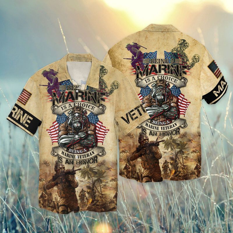 Independence Day Memorial Day Being A Marine Is A Choice Being A Marine Veteran Is An Honor 2 Graphic Print Short Sleeve 