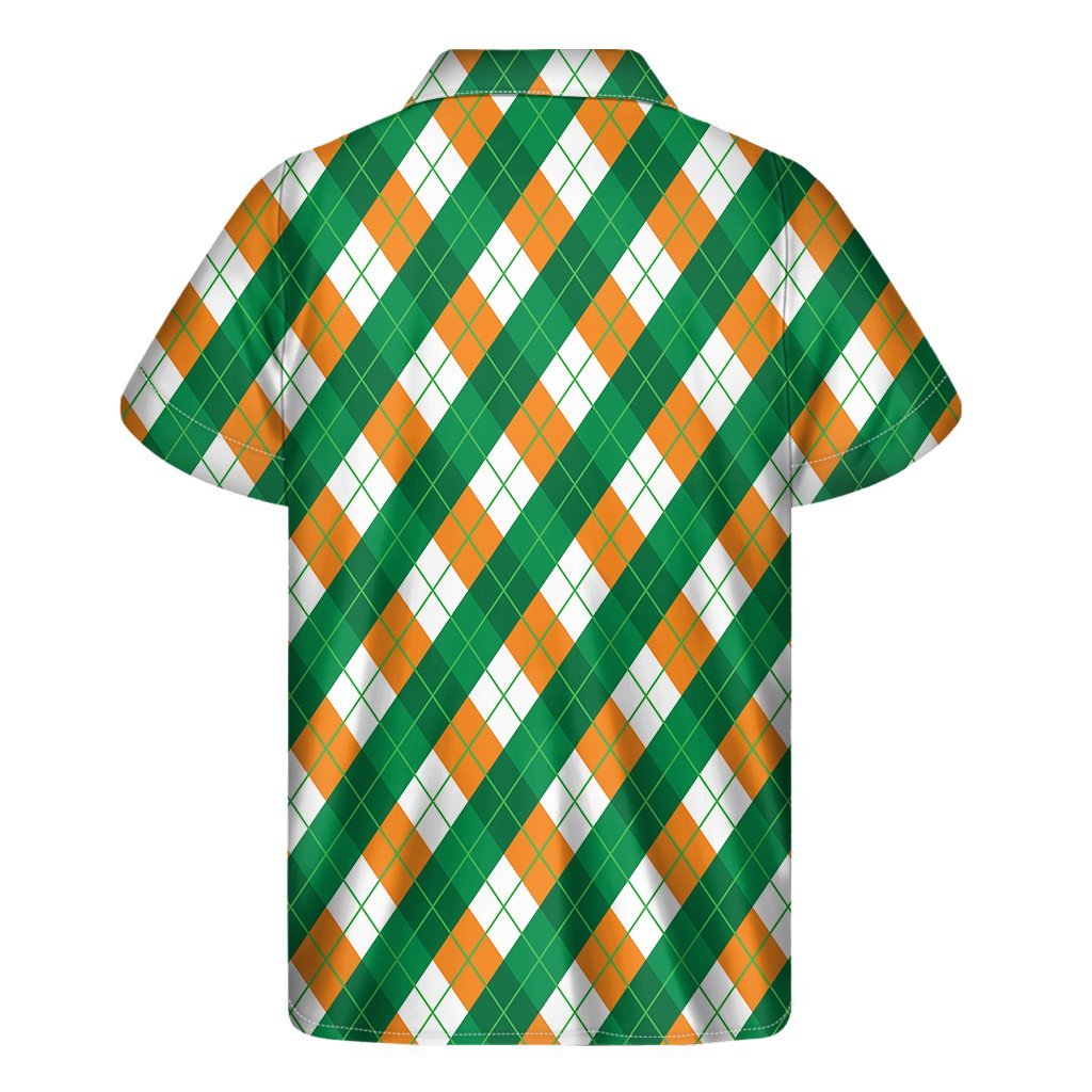 Irish Argyle Pattern Print Mens Short Sleeve Shirt Hawaiian