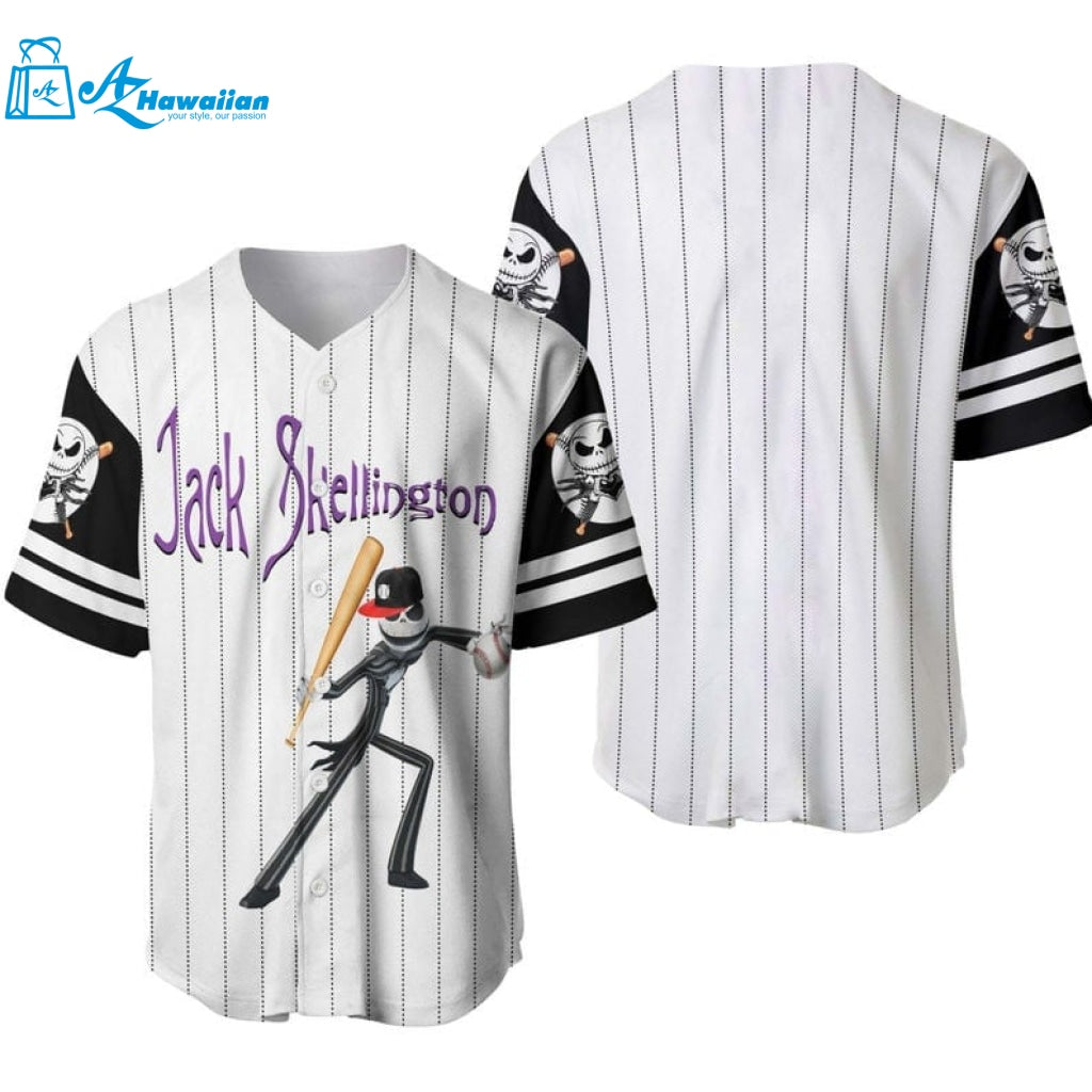 Jack Skellington All Over Print Pinstripe Baseball Jersey 