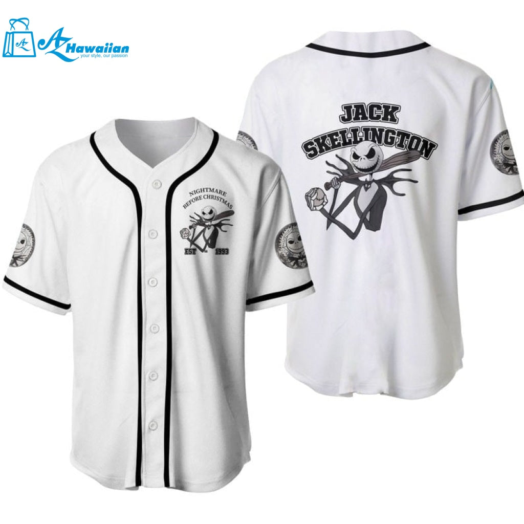 Jack Skellington The Nightmare Before Christmas Disney Cartoon Graphics All Over Print Unisex Baseball Jersey 