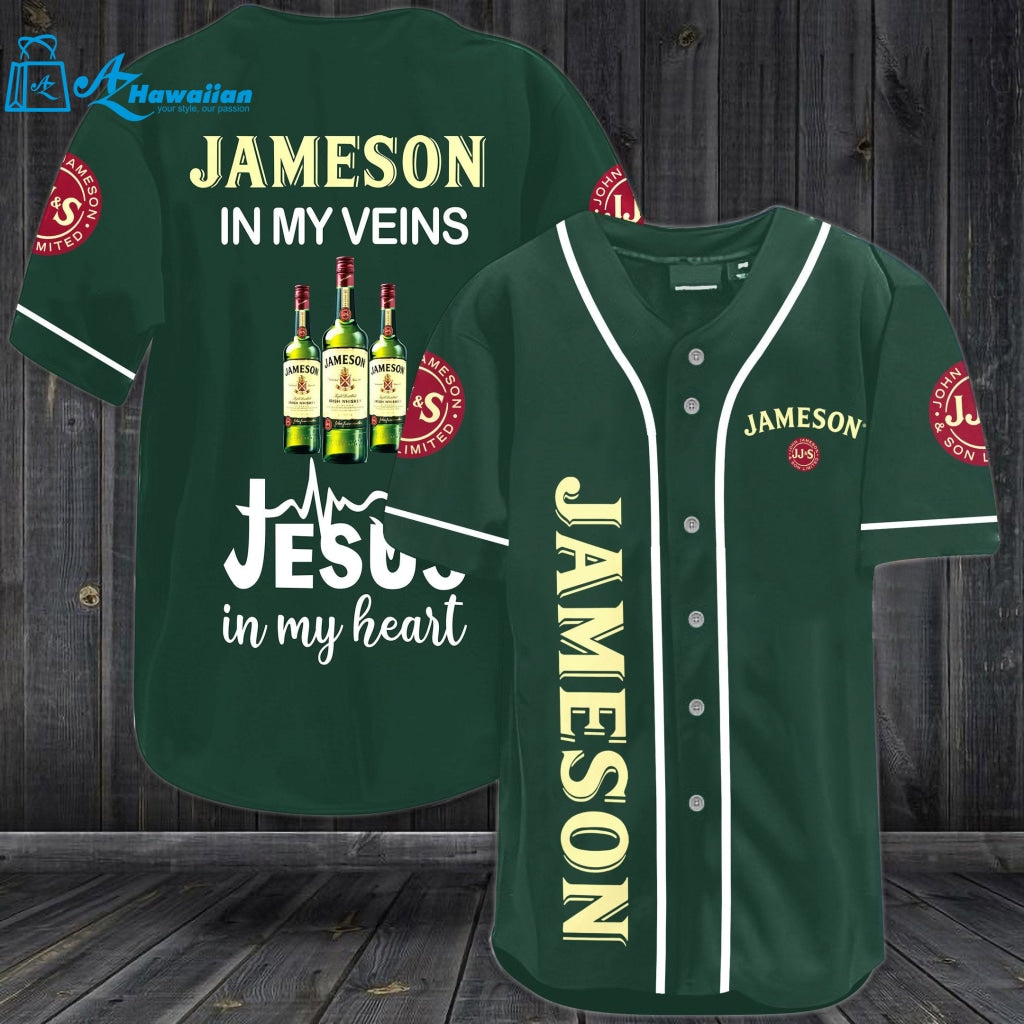 Jameson In My Veins Jesus In My Heart Baseball Jersey 