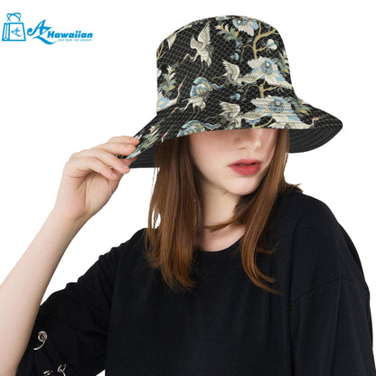 Japanese crane ornament elements Unisex Bucket Hat