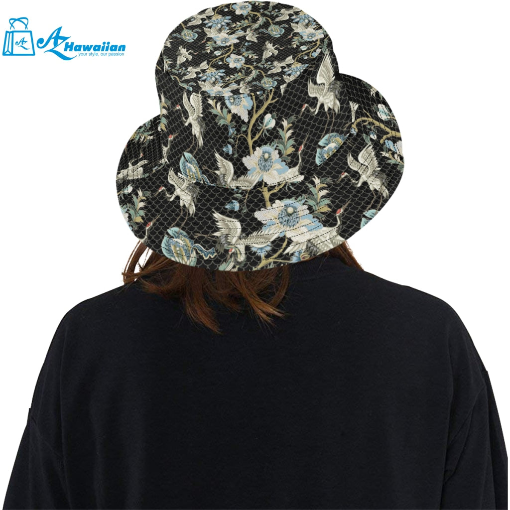 Japanese crane ornament elements Unisex Bucket Hat