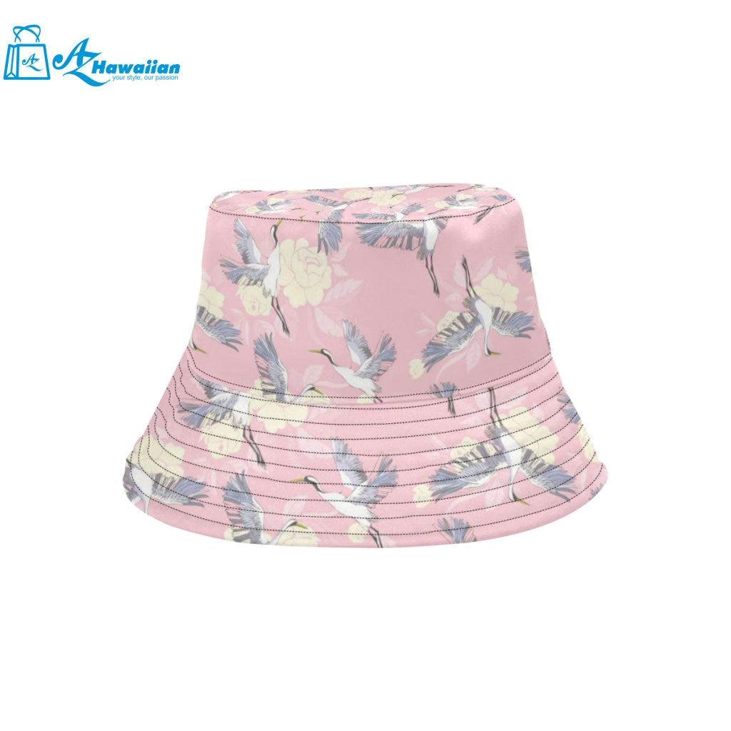 Japanese crane rose pattern Unisex Bucket Hat