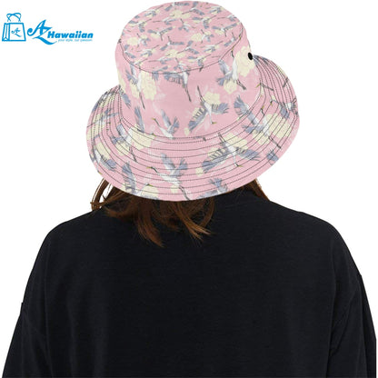 Japanese crane rose pattern Unisex Bucket Hat