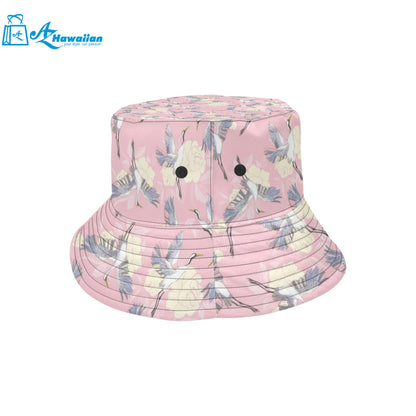 Japanese crane rose pattern Unisex Bucket Hat