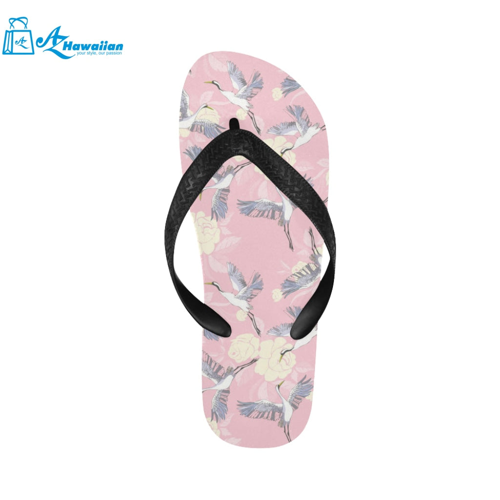 Japanese crane rose pattern Unisex Flip Flops