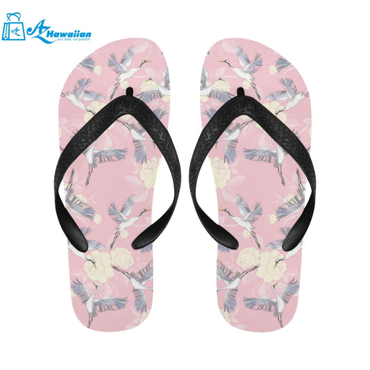 Japanese crane rose pattern Unisex Flip Flops