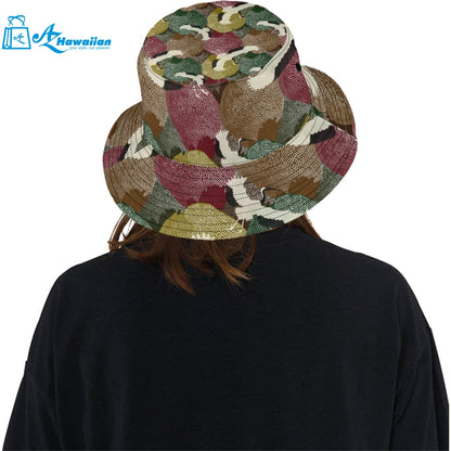 Japanese cranes flying forest dot pattern Unisex Bucket Hat