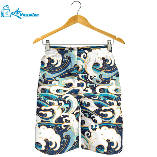 Japanese Wave Pattern Men Shorts