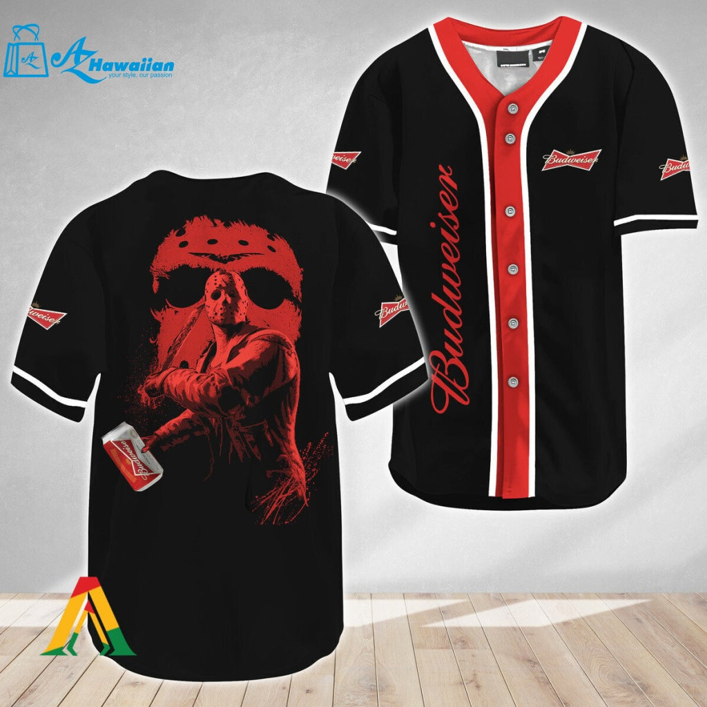 Jason Voorhees Friday The 13th Budweiser Beer Baseball Jersey