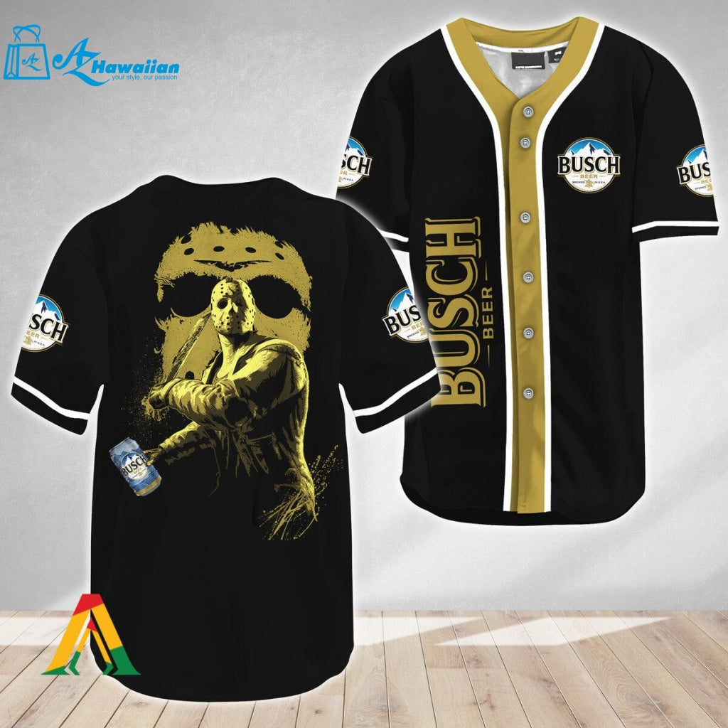 Jason Voorhees Friday The 13th Busch Beer Baseball Jersey