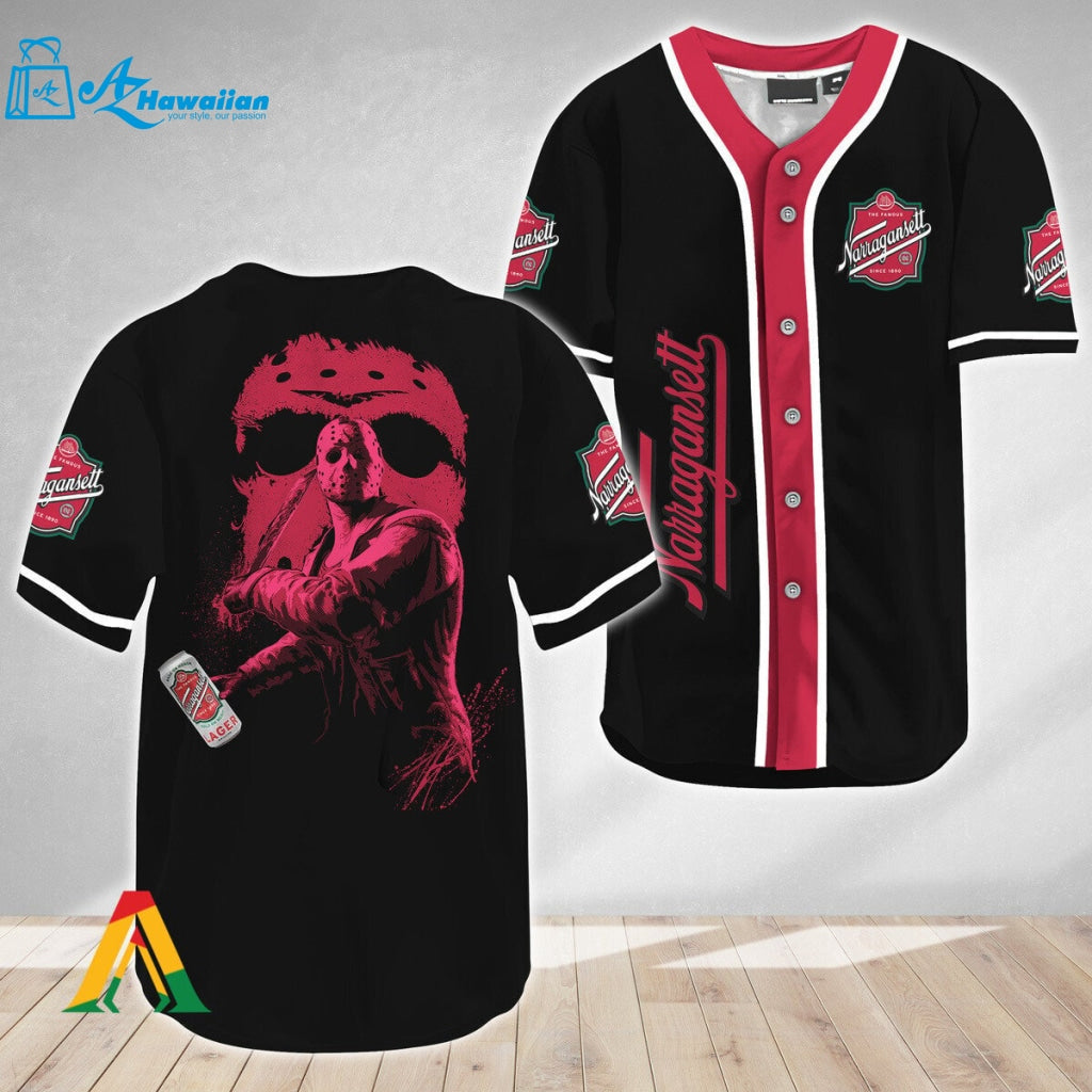 Jason Voorhees Friday The 13th Narragansett Beer Baseball Jersey