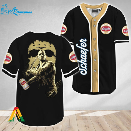 Jason Voorhees Friday The 13th Schaefer Beer Baseball Jersey