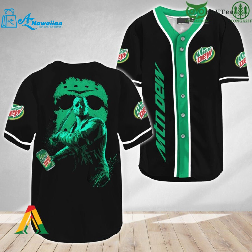 Jason Voorhees Halloween Friday The 13th Mountain Dew Baseball Jersey Shirt