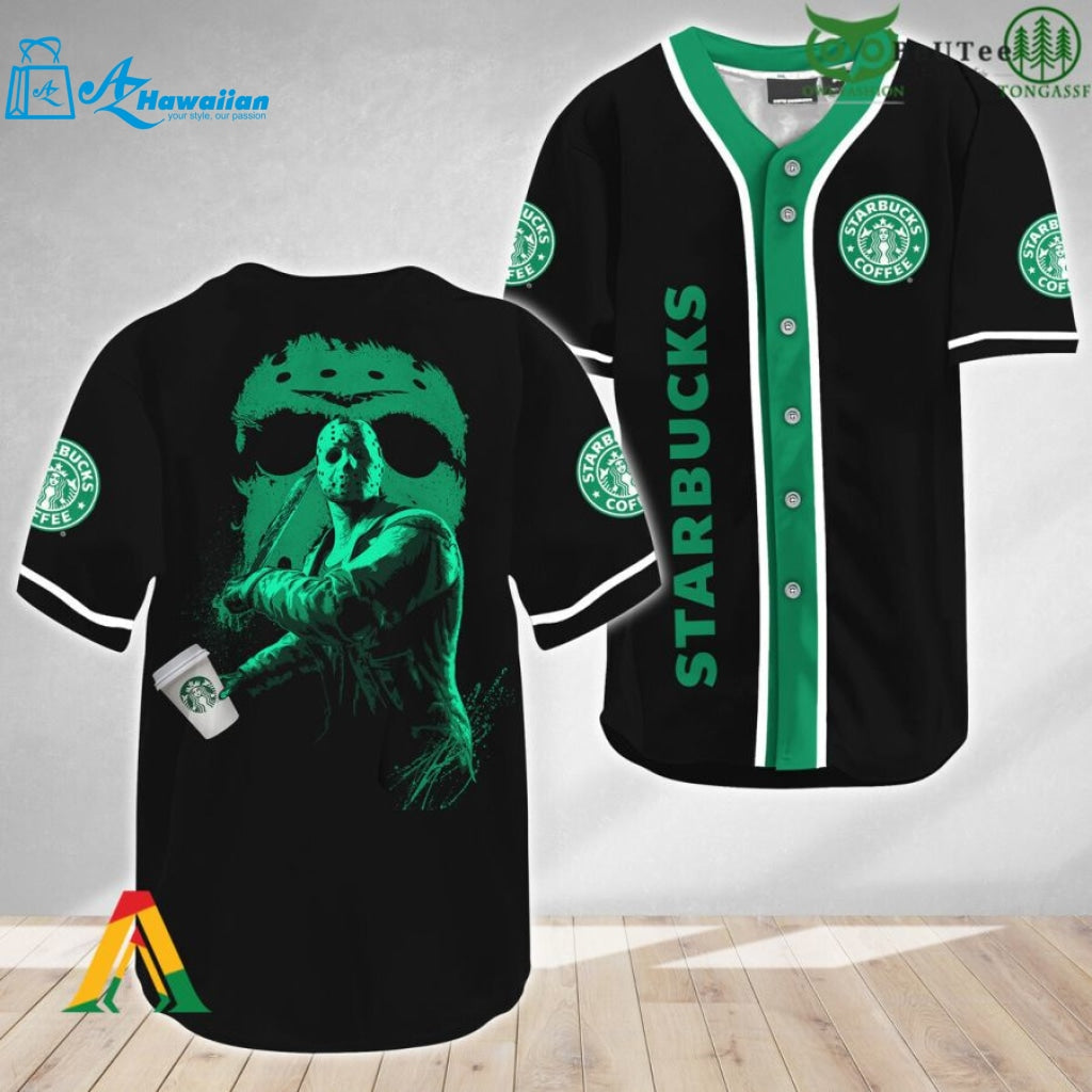 Jason Voorhees Halloween Friday The 13th Starbucks Baseball Jersey Shirt