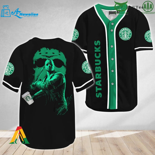 Jason Voorhees Halloween Friday The 13th Starbucks Baseball Jersey Shirt