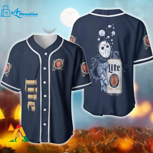 Jason Voorhees Underwater With Miller Lite Baseball Jersey