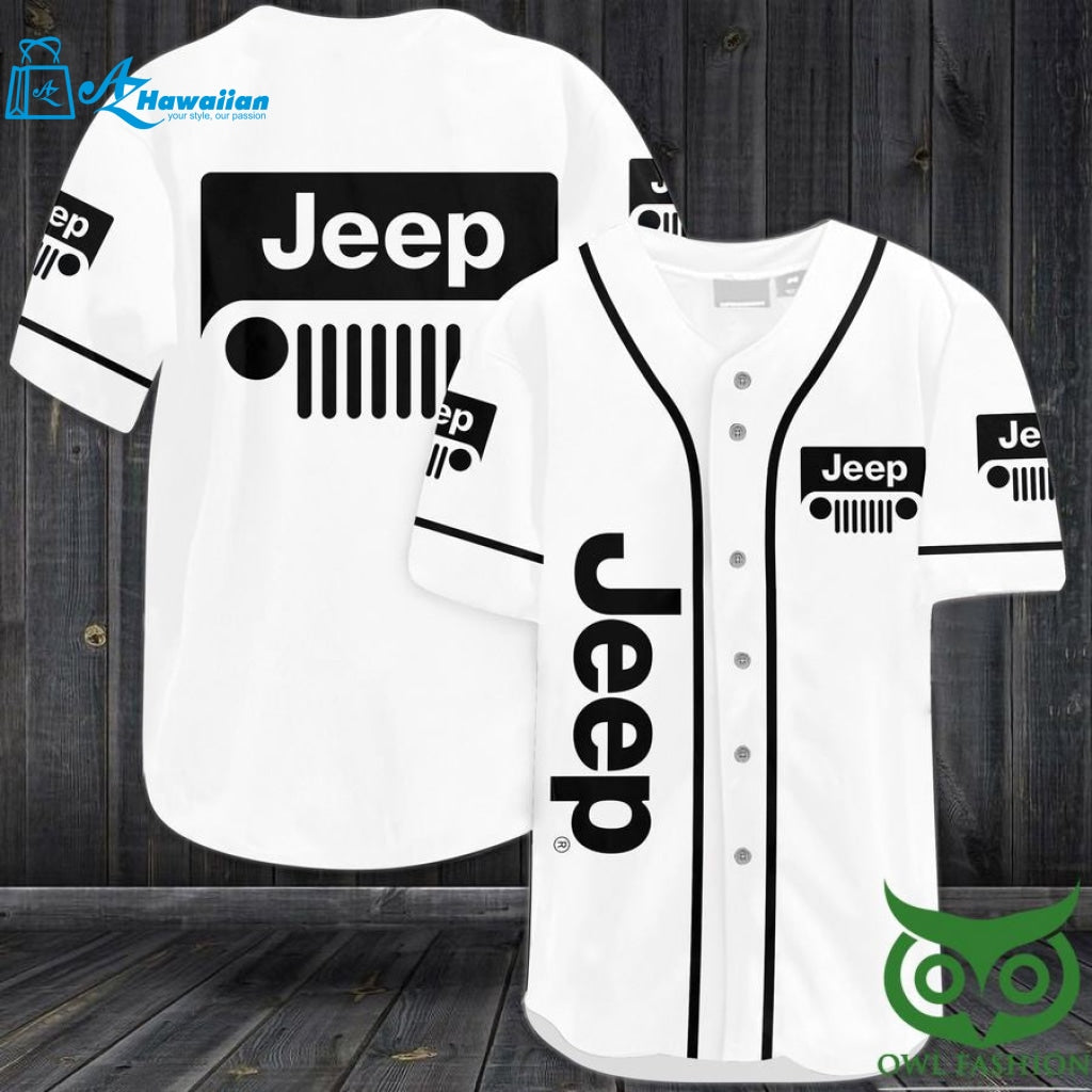 JEEP White and Black Baseball Jersey Shirt