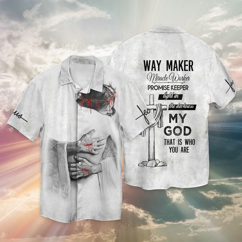 Jesus God Way Maker Miracle Worker Promise Keeper Light In The Darkness My God Graphic Print Short Sleeve 