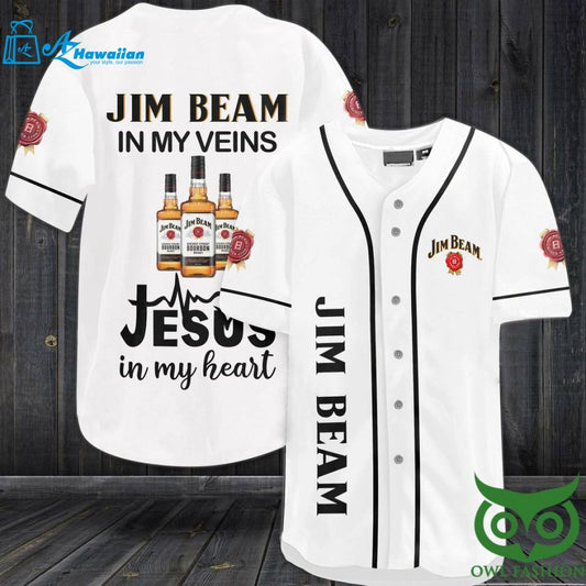 Jim Beam in my veins Jesus in my heart Baseball Jersey Shirt