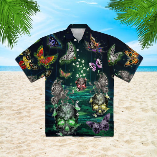 OragonTee Butterfly Skull Hawaiian Shirt | For Men & Women | Adult | HW3868