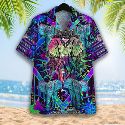 OragonTee Hippie Mandala Elephant Hawaiian Shirt | Unisex | Full Size | Adult | Colorful | HW3492