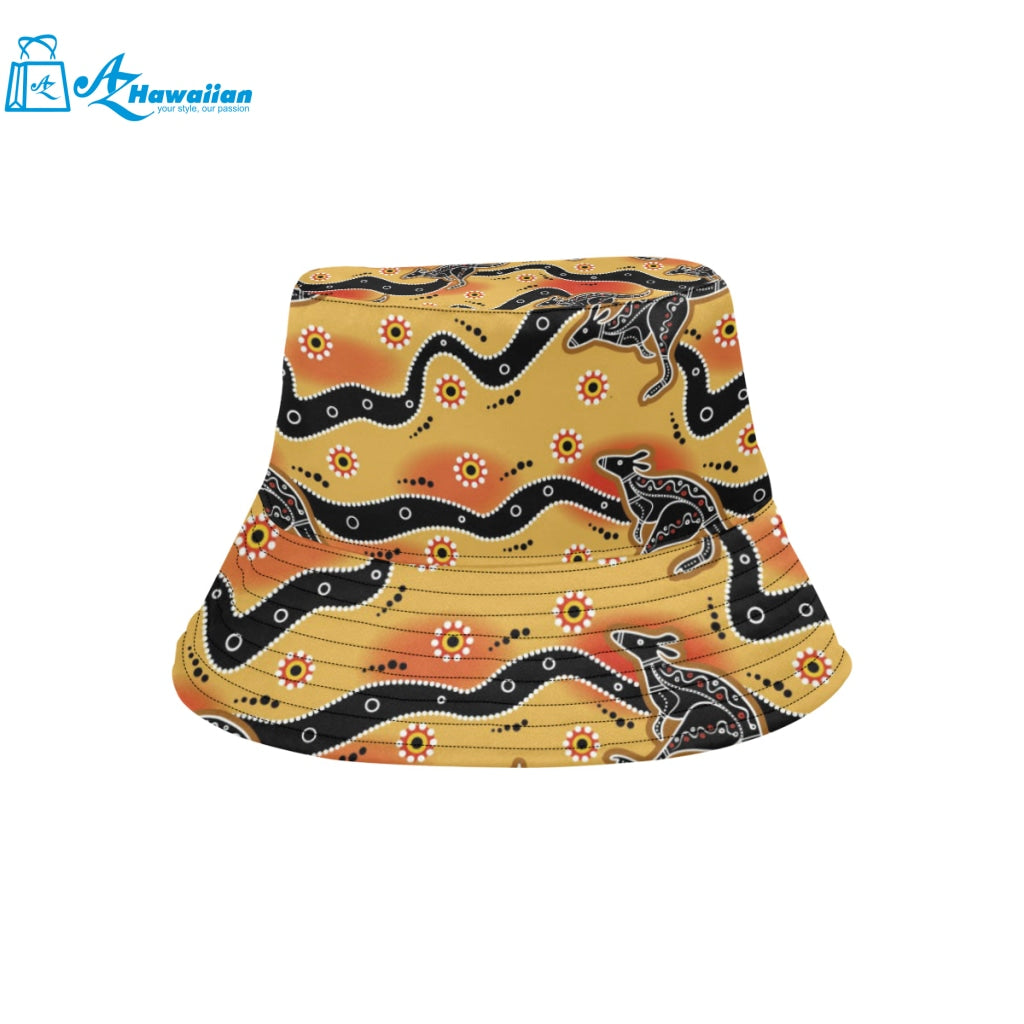 Kangaroo Australian aboriginal art pattern Unisex Bucket Hat