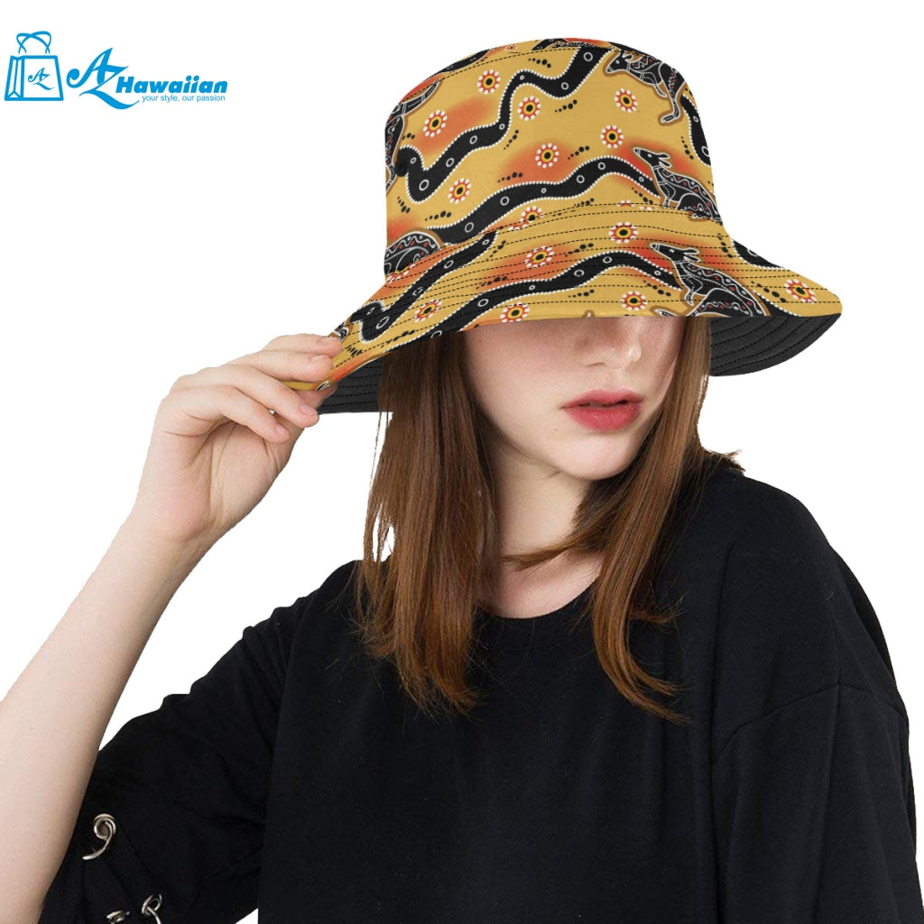 Kangaroo Australian aboriginal art pattern Unisex Bucket Hat