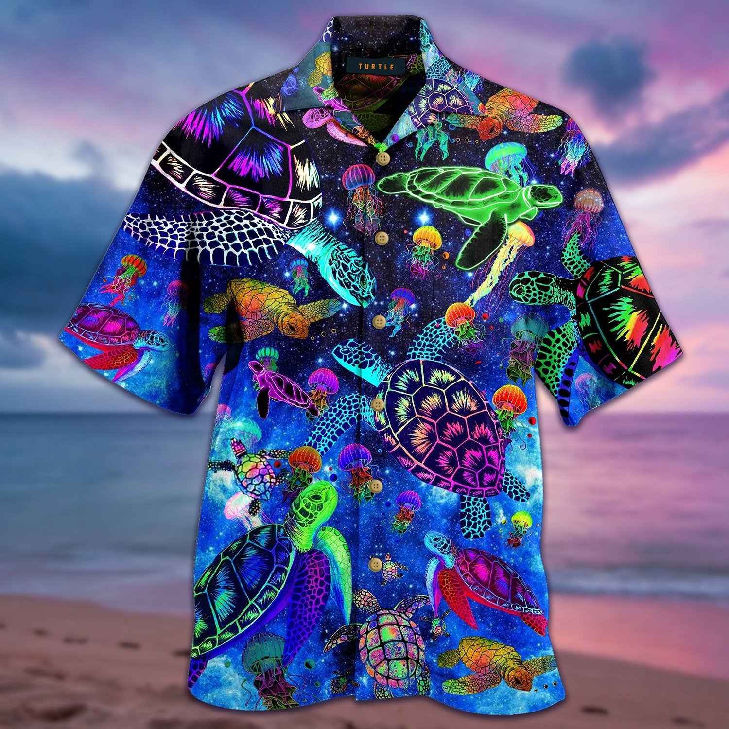 Amazing Sea Turtle Glowing Unisex Hawaiian Shirt