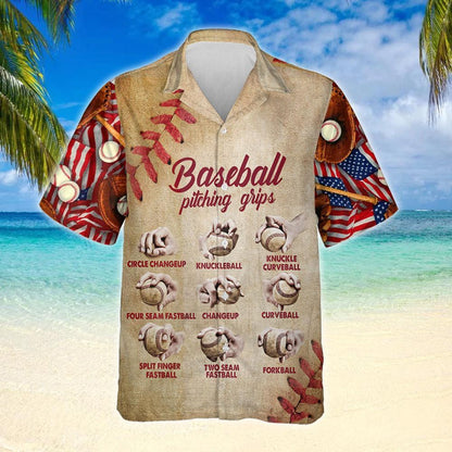 Baseball Pitching Grips Shirt Hawaiian