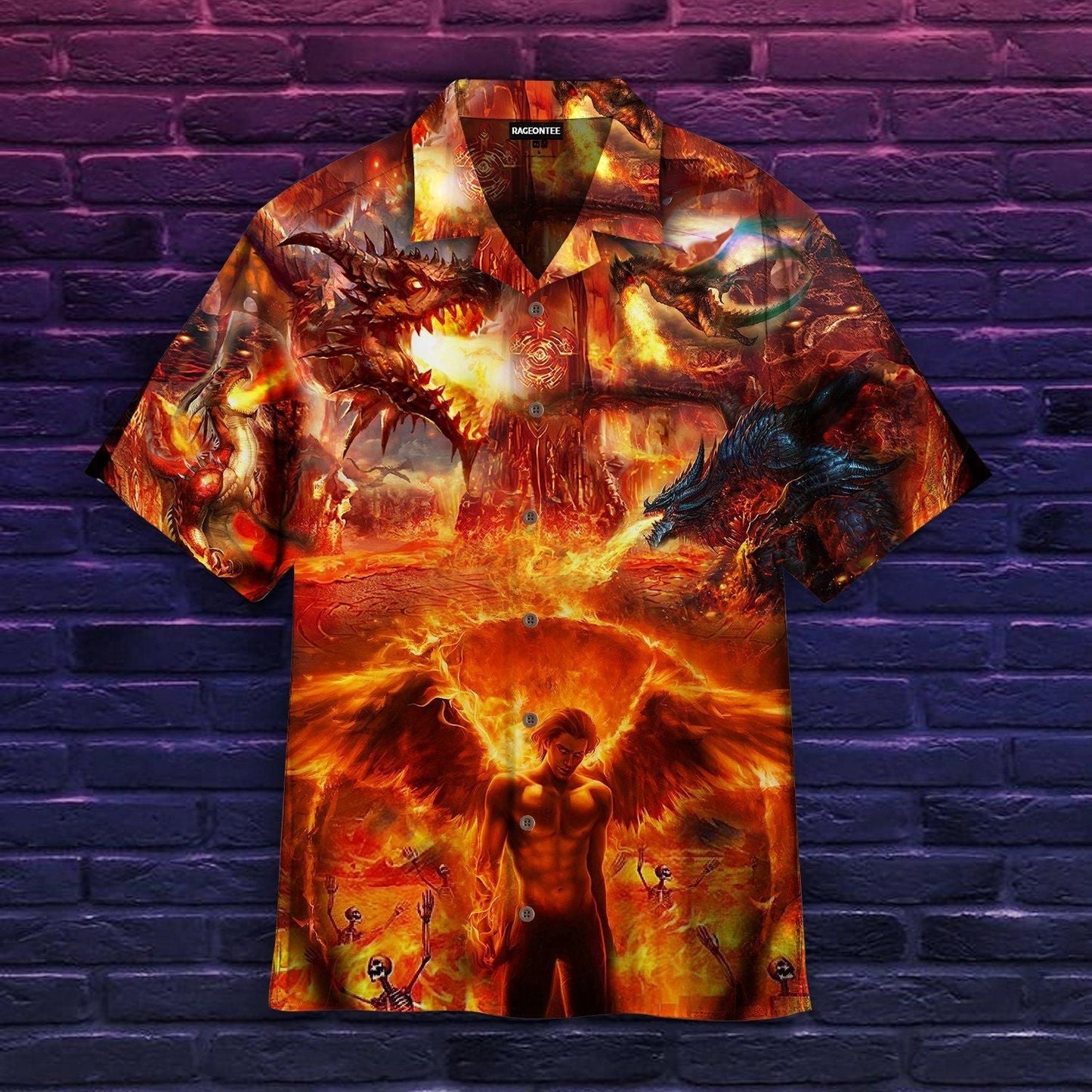 King Of Hell Lucifer Graphic Print Short Sleeve 