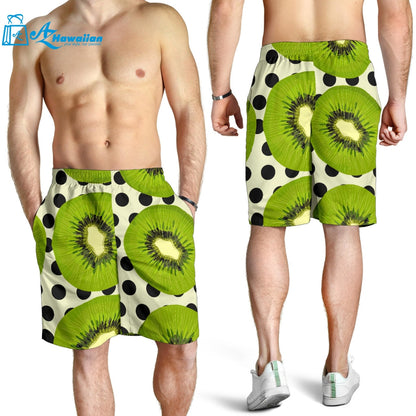 Kiwi Black Dot Background Men Shorts