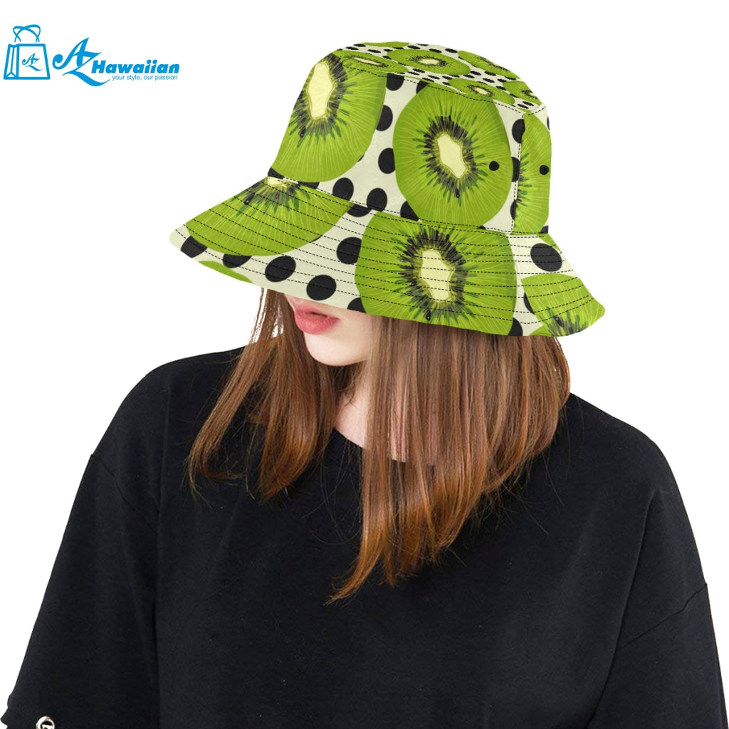 kiwi black dot background Unisex Bucket Hat