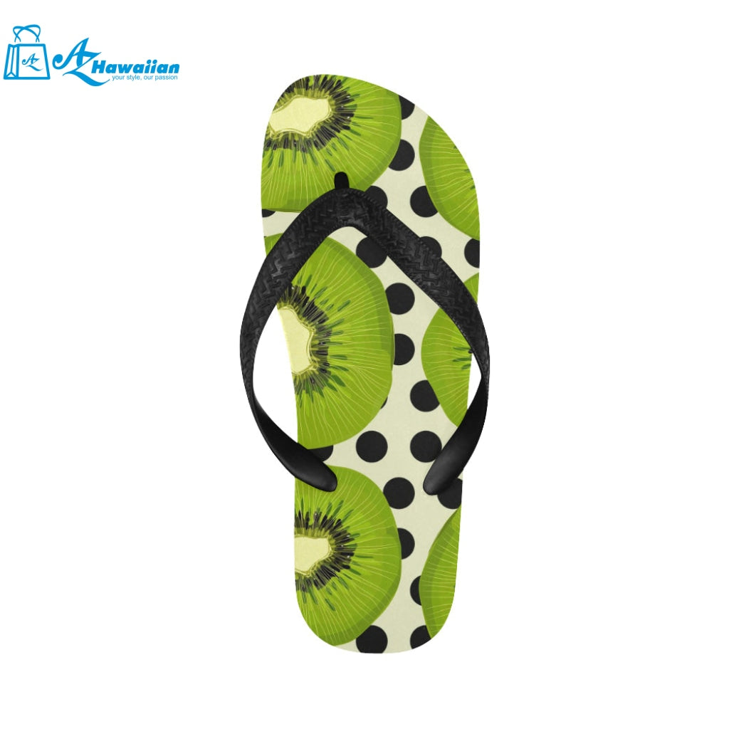 kiwi black dot background Unisex Flip Flops