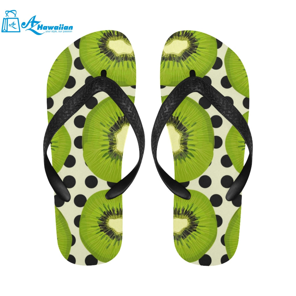 kiwi black dot background Unisex Flip Flops