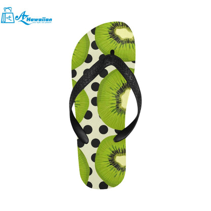 kiwi black dot background Unisex Flip Flops