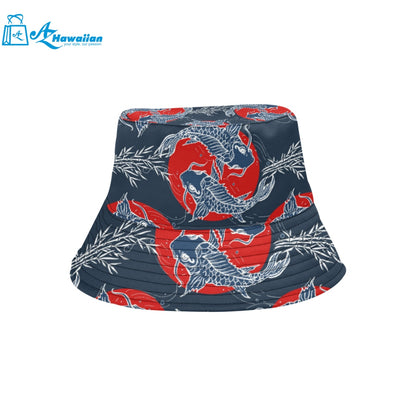 Koi Fish Carp Fishs hand drawn japanese art Unisex Bucket Hat