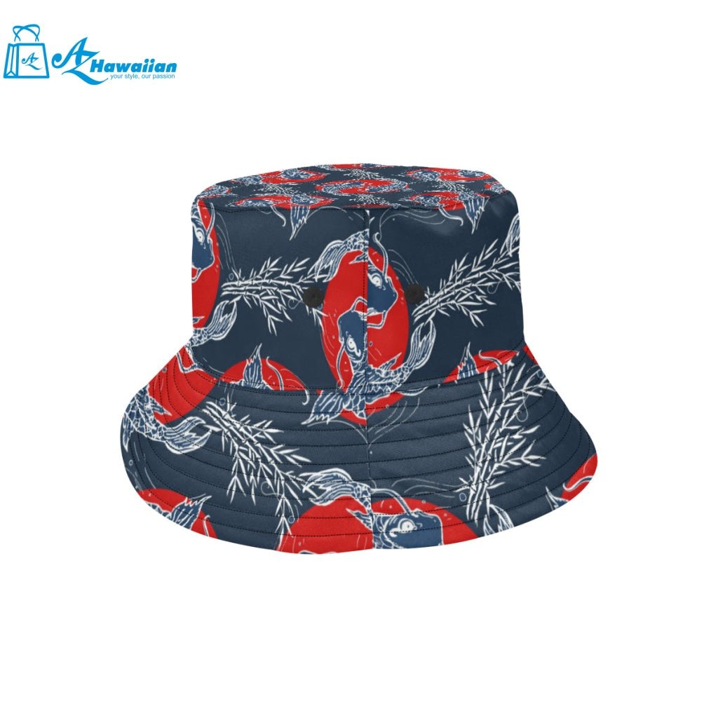 Koi Fish Carp Fishs hand drawn japanese art Unisex Bucket Hat