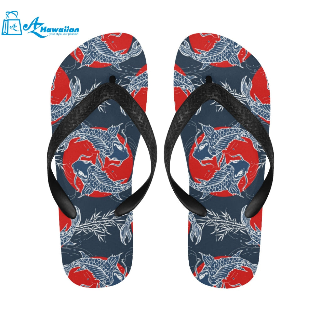 Koi Fish Carp Fishs hand drawn japanese art Unisex Flip Flops