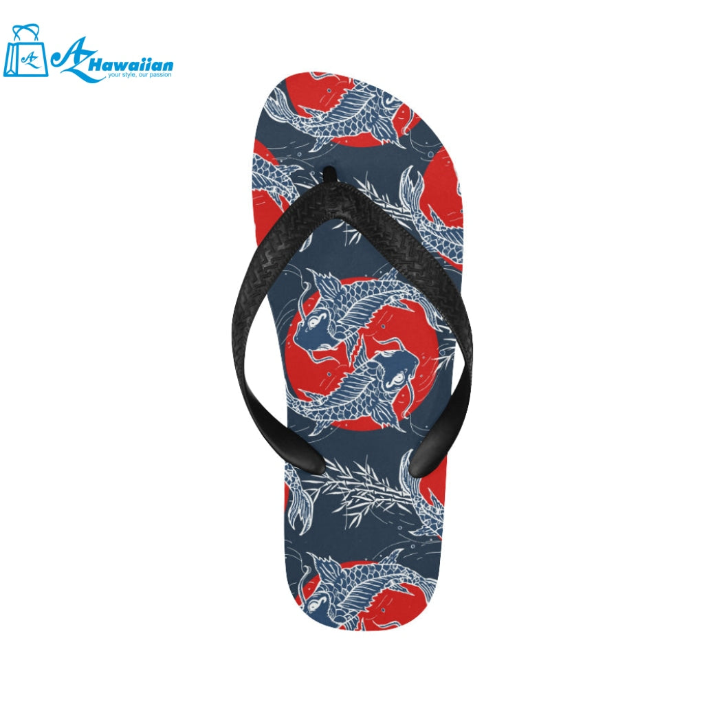 Koi Fish Carp Fishs hand drawn japanese art Unisex Flip Flops