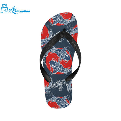 Koi Fish Carp Fishs hand drawn japanese art Unisex Flip Flops