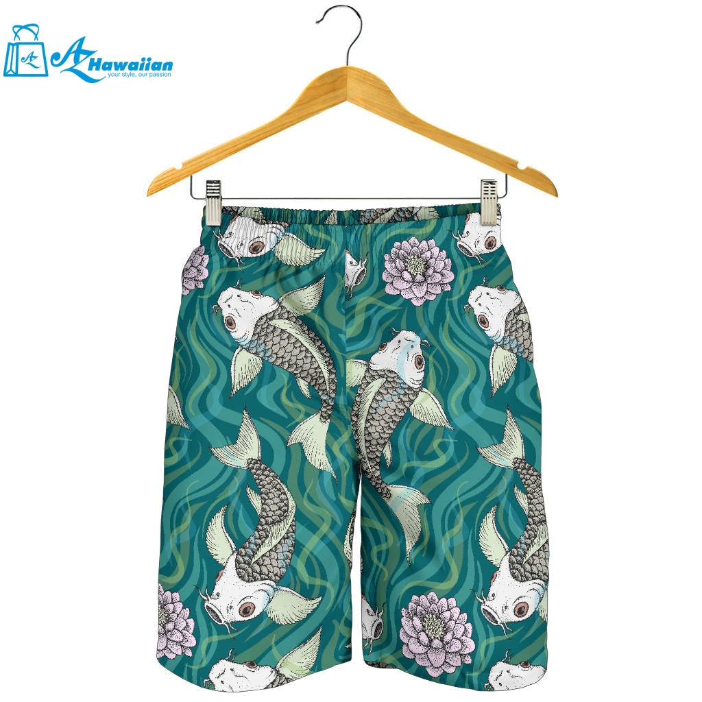 Koi Fish Carp Fish Lotus Pattern Men Shorts